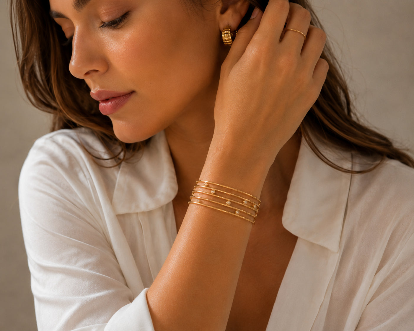 Bracelete Ondas Lumiere Dourado