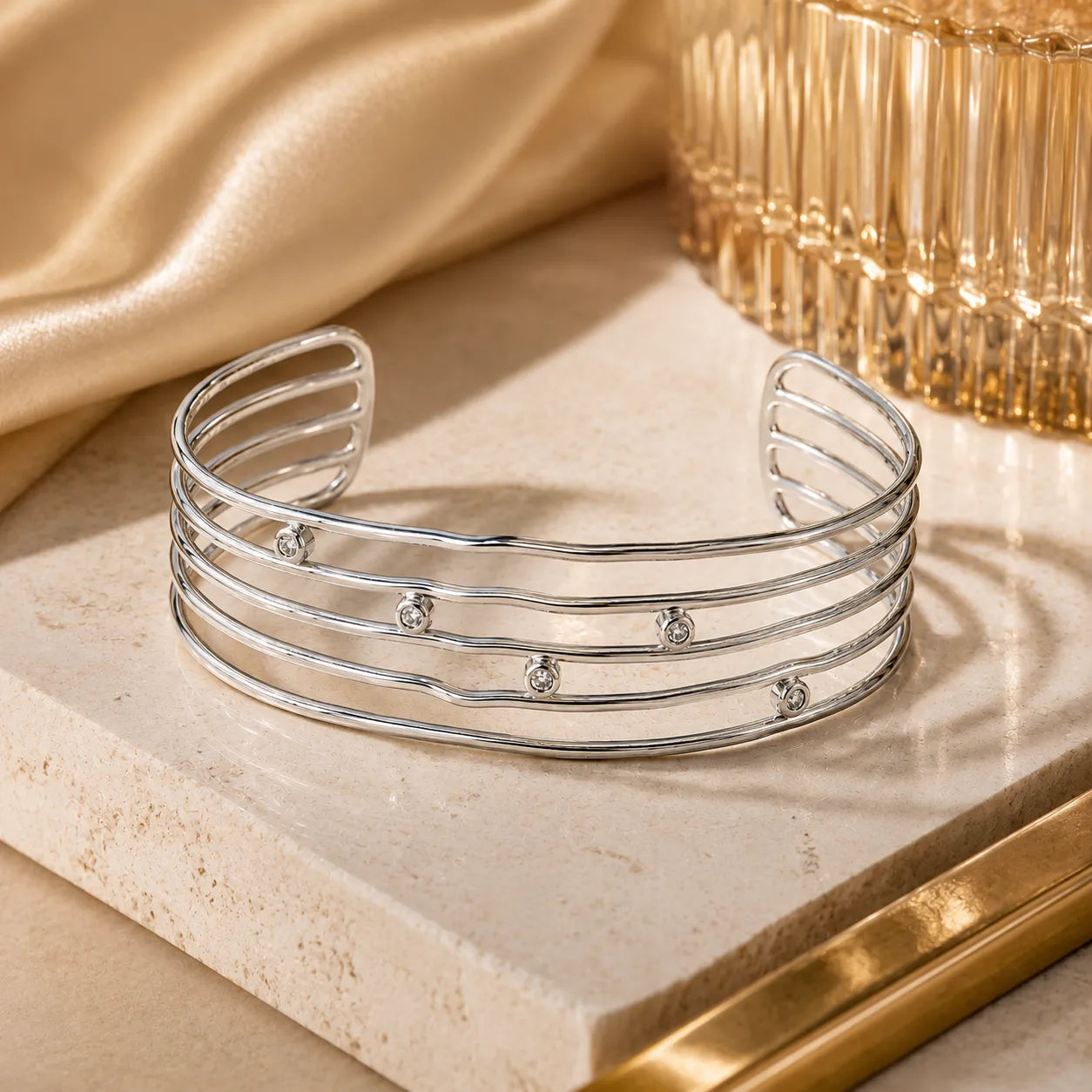 Bracelete Ondas Lumiere Prata