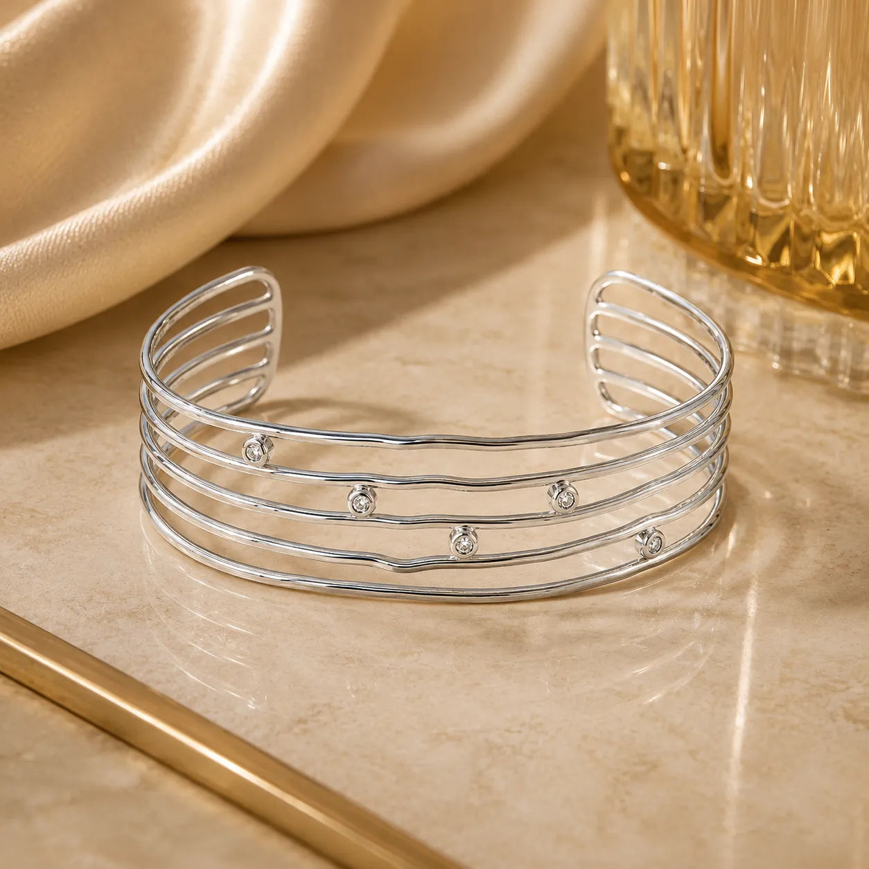 Bracelete Ondas Lumiere Prata