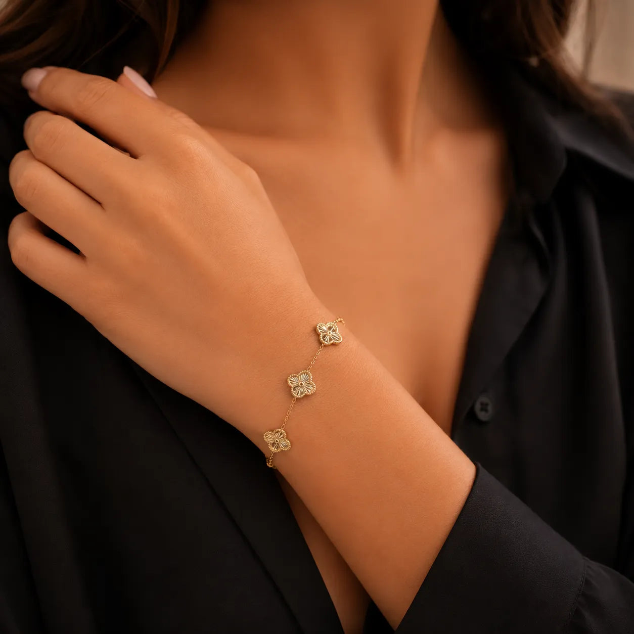Pulseira 4 Trevos Dourada