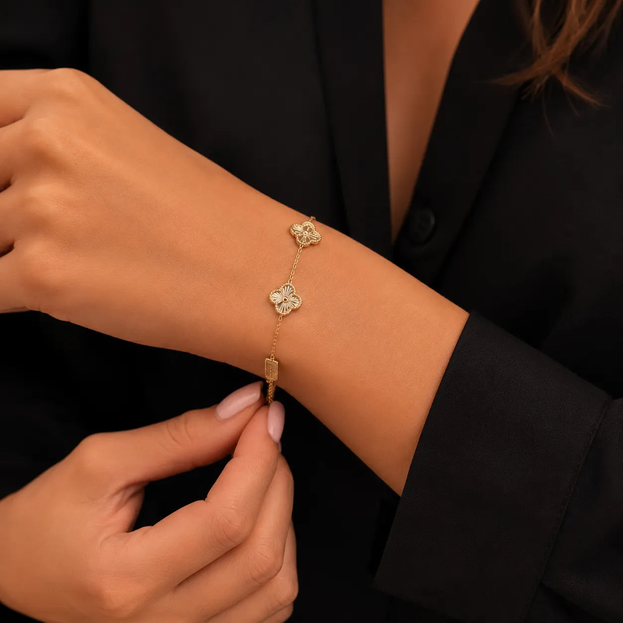 Pulseira 4 Trevos Dourada