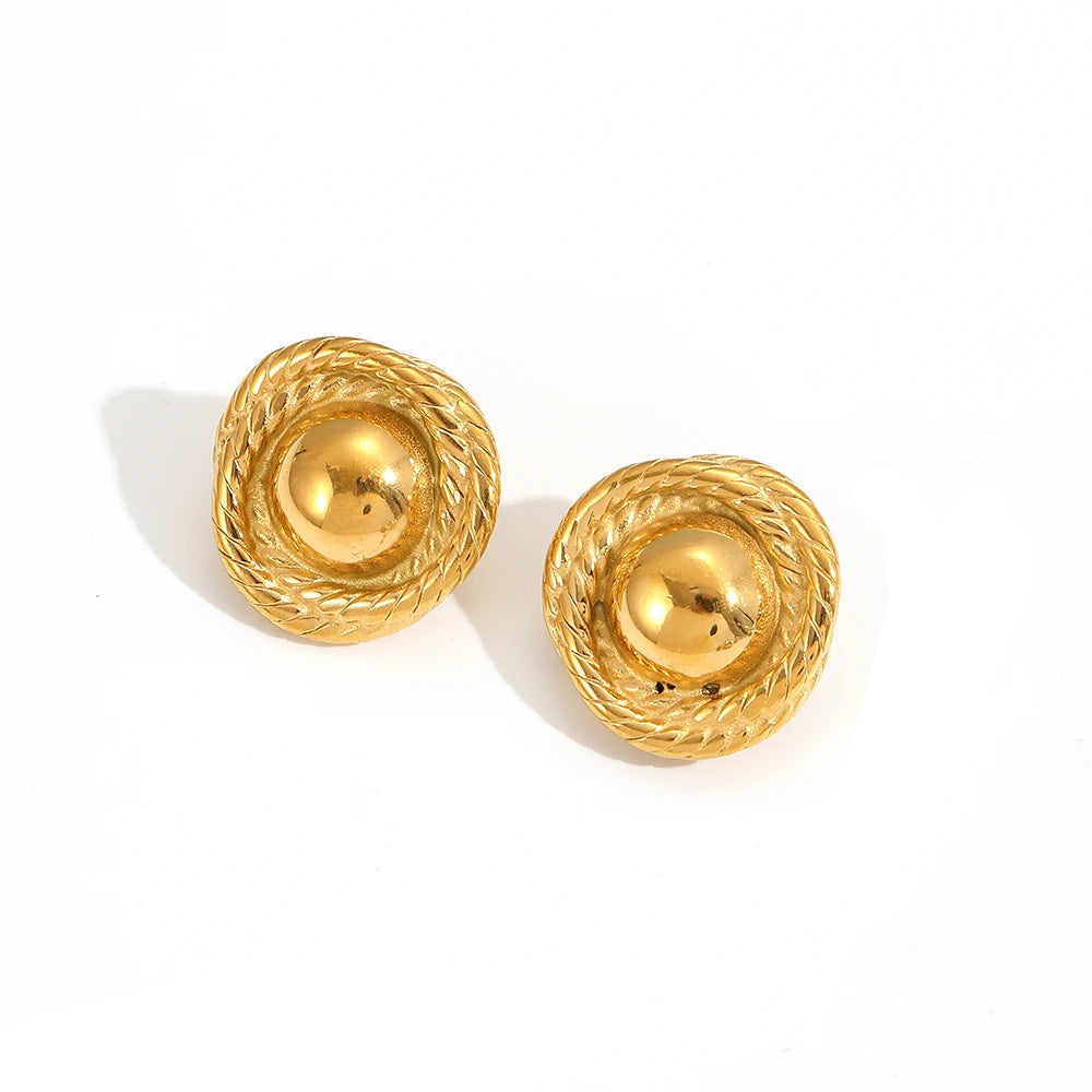 Brinco Redondo Texturizado Dourado Banhado a Ouro 18K
