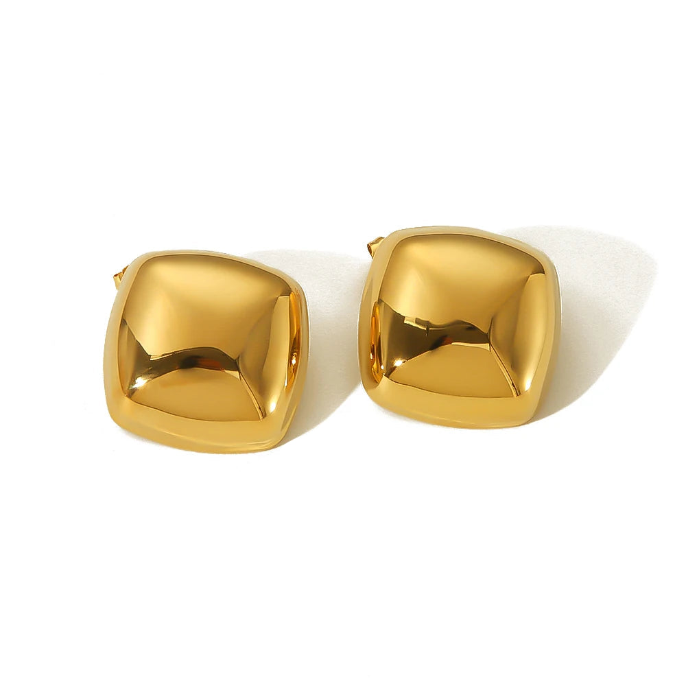 Brinco Quadrado Dourado Banhado a Ouro 18K