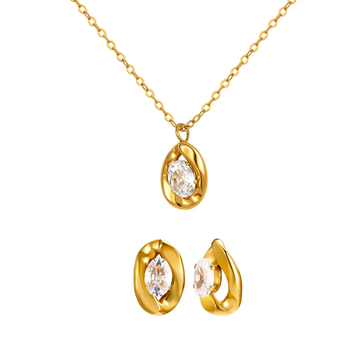 Colar Zircônia Branco Oval