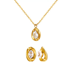 Colar Zircônia Branco Oval