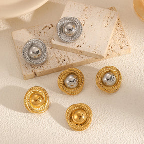 Brinco Redondo Texturizado Dourado Banhado a Ouro 18K