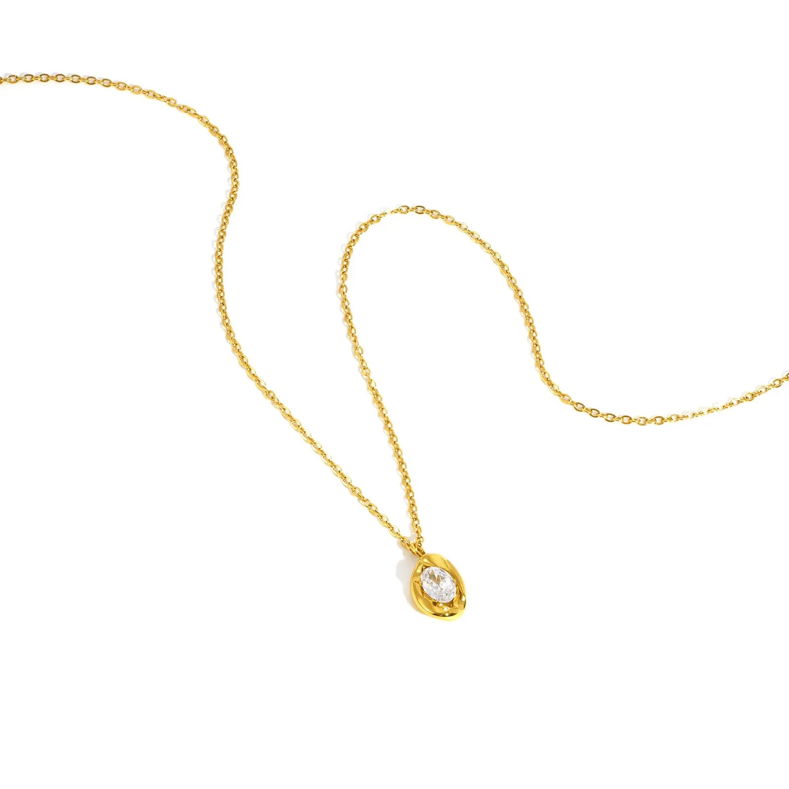 Colar Zircônia Branco Oval