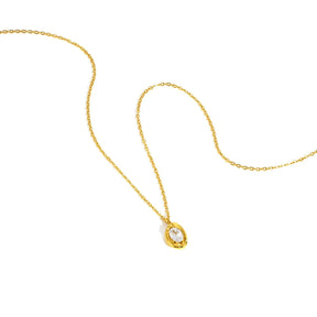 Colar Zircônia Branco Oval