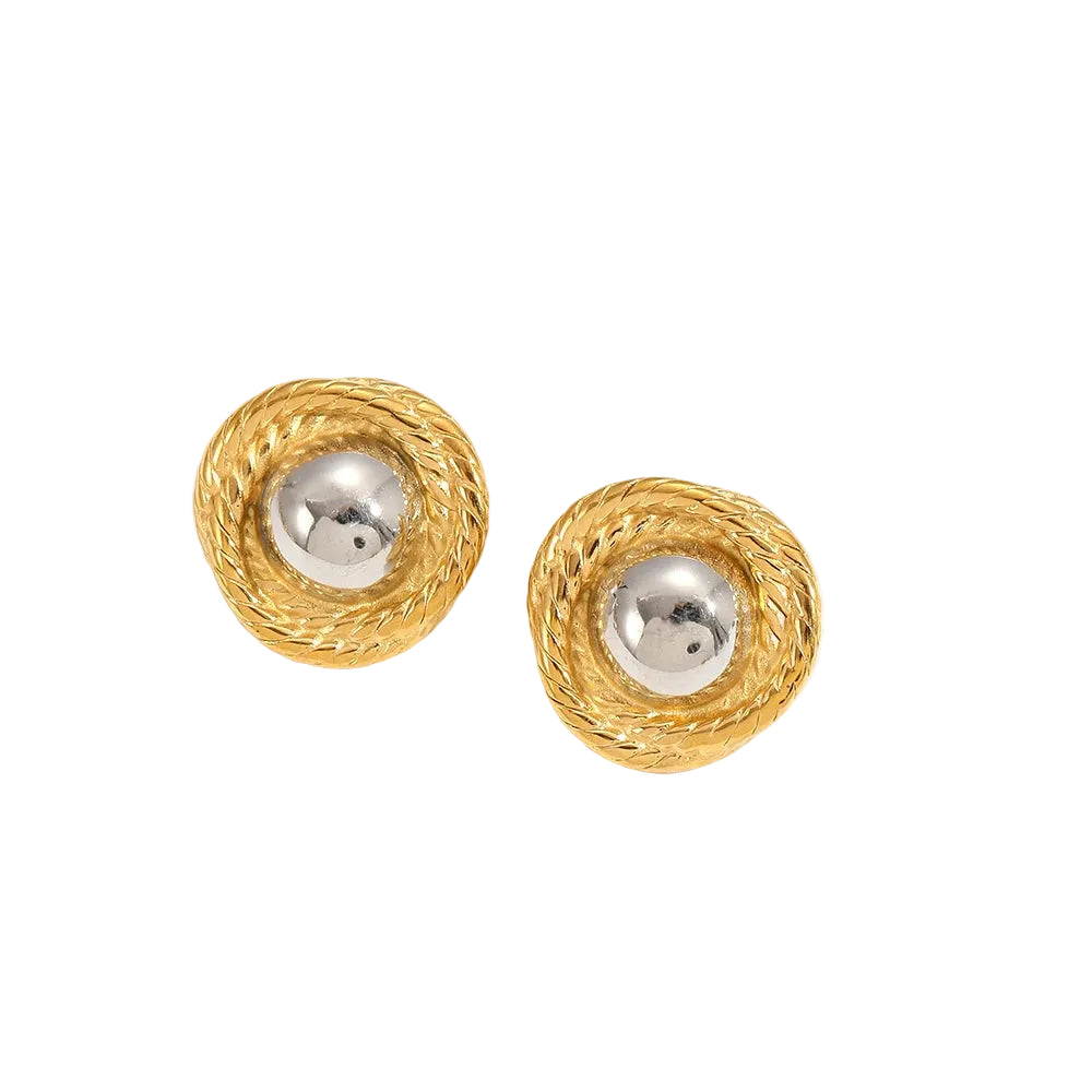 Brinco Redondo Texturizado Dourado Banhado a Ouro 18K