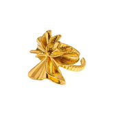 Anel Dourado Floral de Pérola