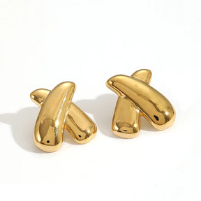 Brinco Orgânico Dourado Banhado a Ouro 18K